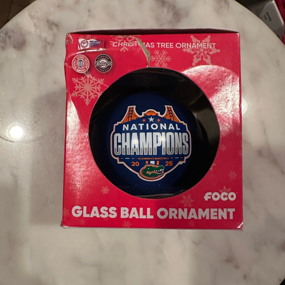 Florida Gators National Champions Glass Ball Ornament